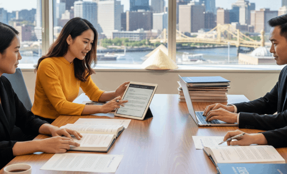 In a Pittsburgh office, a specialist provides fast and accurate Vietnamese Translation Services in Pittsburgh for client.