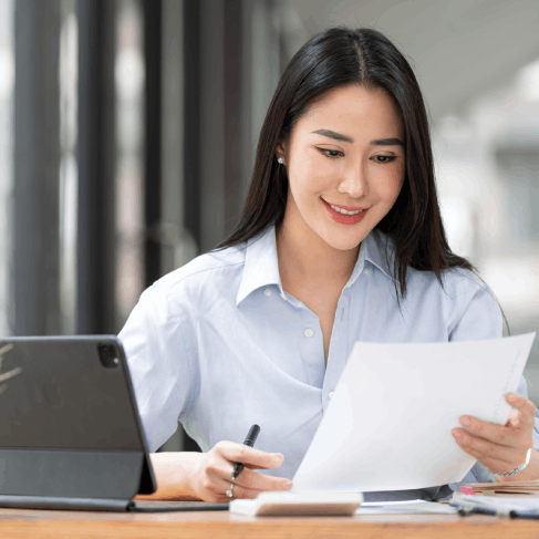 Customer benefiting from fast business document translations in Penn Hills, receiving professional translations.