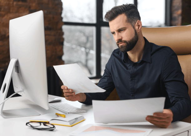 Customer receiving certified translation service for legal documents in Ross Township, trusted for accuracy and official use.