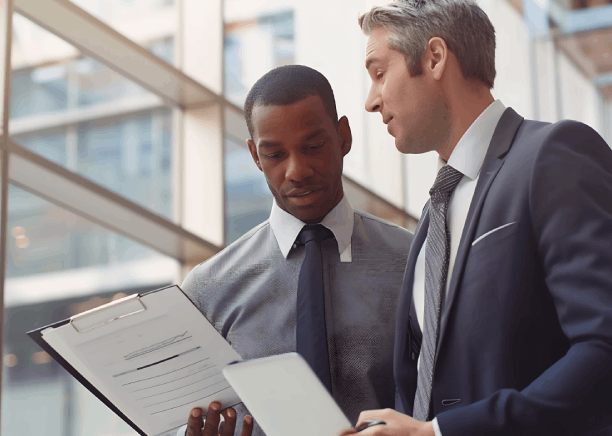 Clients using notary services while Translation Services in McCandles prepares notarized translations for official use.