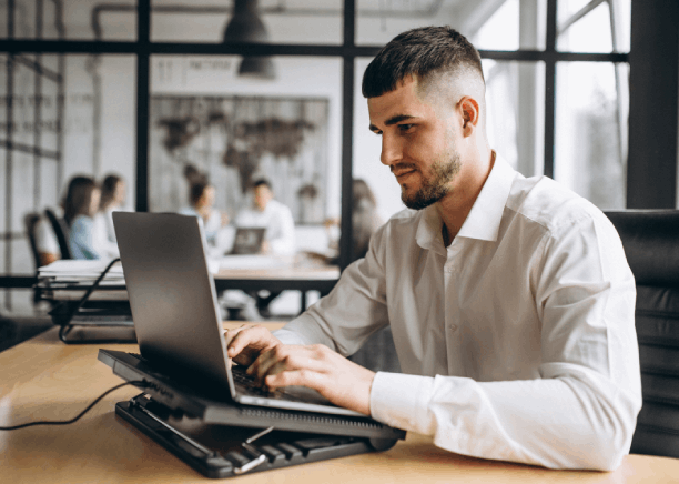 A customer using Mt. Lebanon business translation services to translate promotional materials, ensuring they are understood.