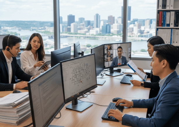 An engineer reviews a certified technical manual using Vietnamese Translation Services in Pittsburgh to confirm terminology.