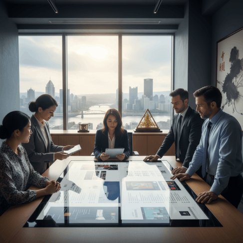 A marketer edits Chinese website copy on a laptop, relying on Chinese Translation Services in Pittsburgh for business growth.