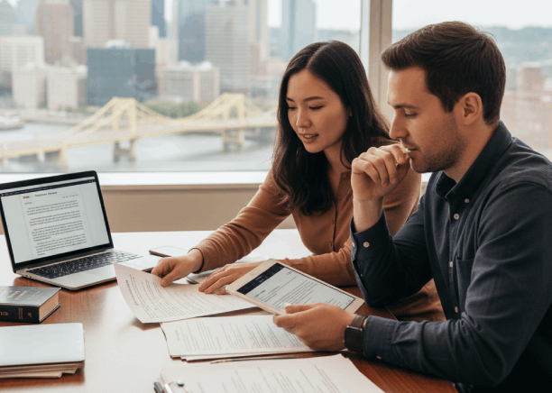 A native bilingual reviewer compares Vietnamese and English pages side by side, using Vietnamese Translation Services.