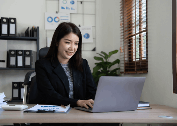 A translator working on translating retail marketing materials for businesses in Ross Township, helping them expand globally.