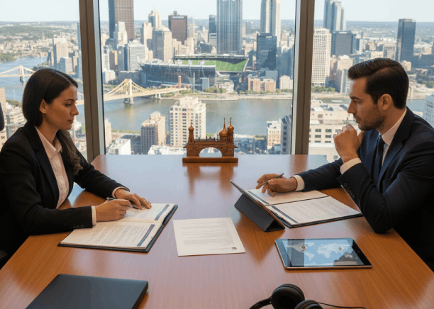 A Pittsburgh team reviews contracts using Russian Translation Services in Pittsburgh for business-ready wording.